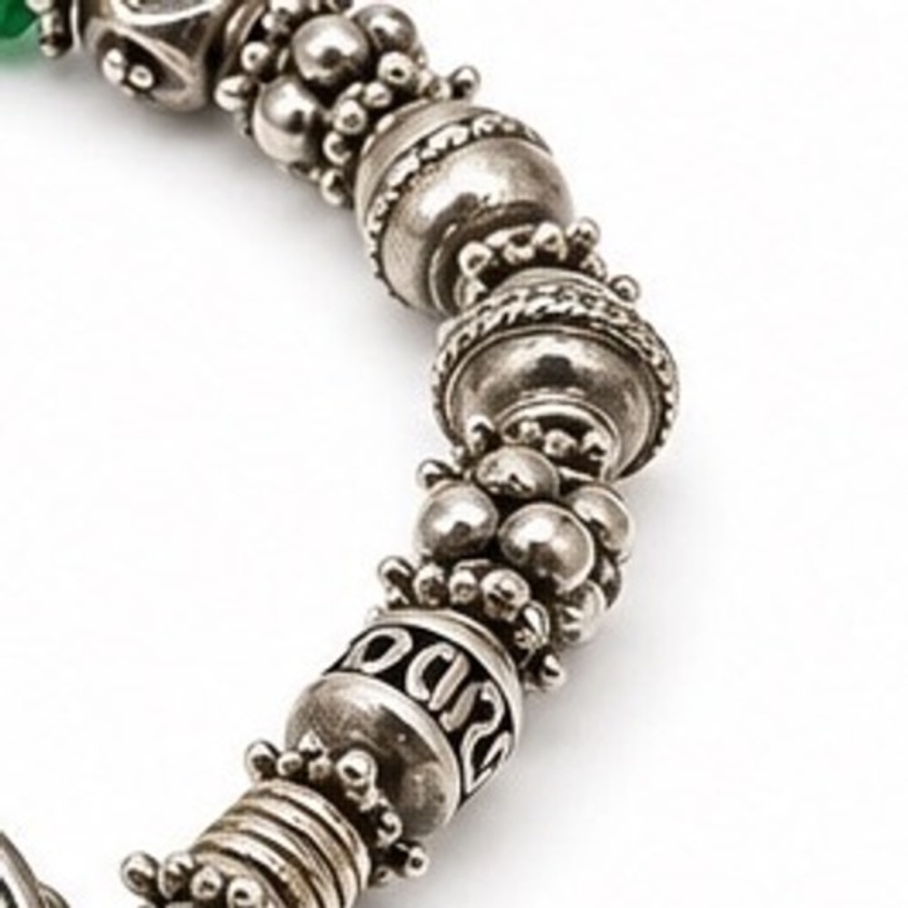 Bohemian Silver Tone Rainbow Crystal Beaded Toggle Bracelet Antique Finish - Picture 3 of 8